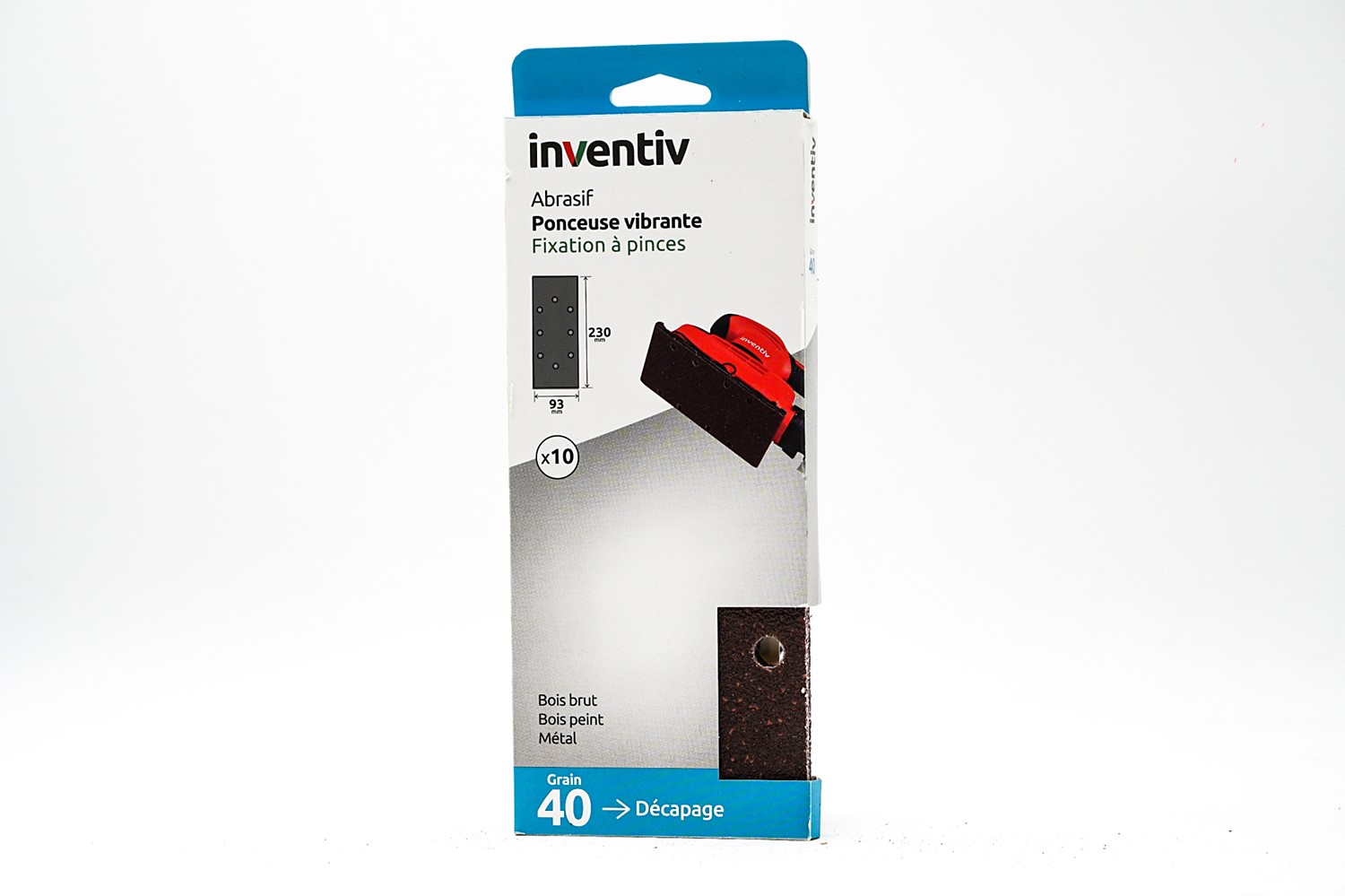 10 Patins trous ovales 93x230mm Grain 40 - INVENTIV